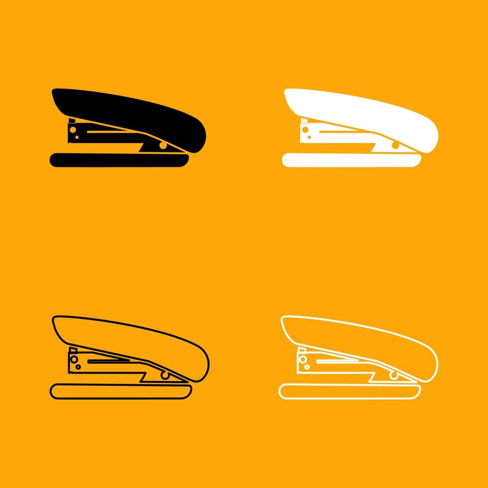 Stapler black and white set icon. vector