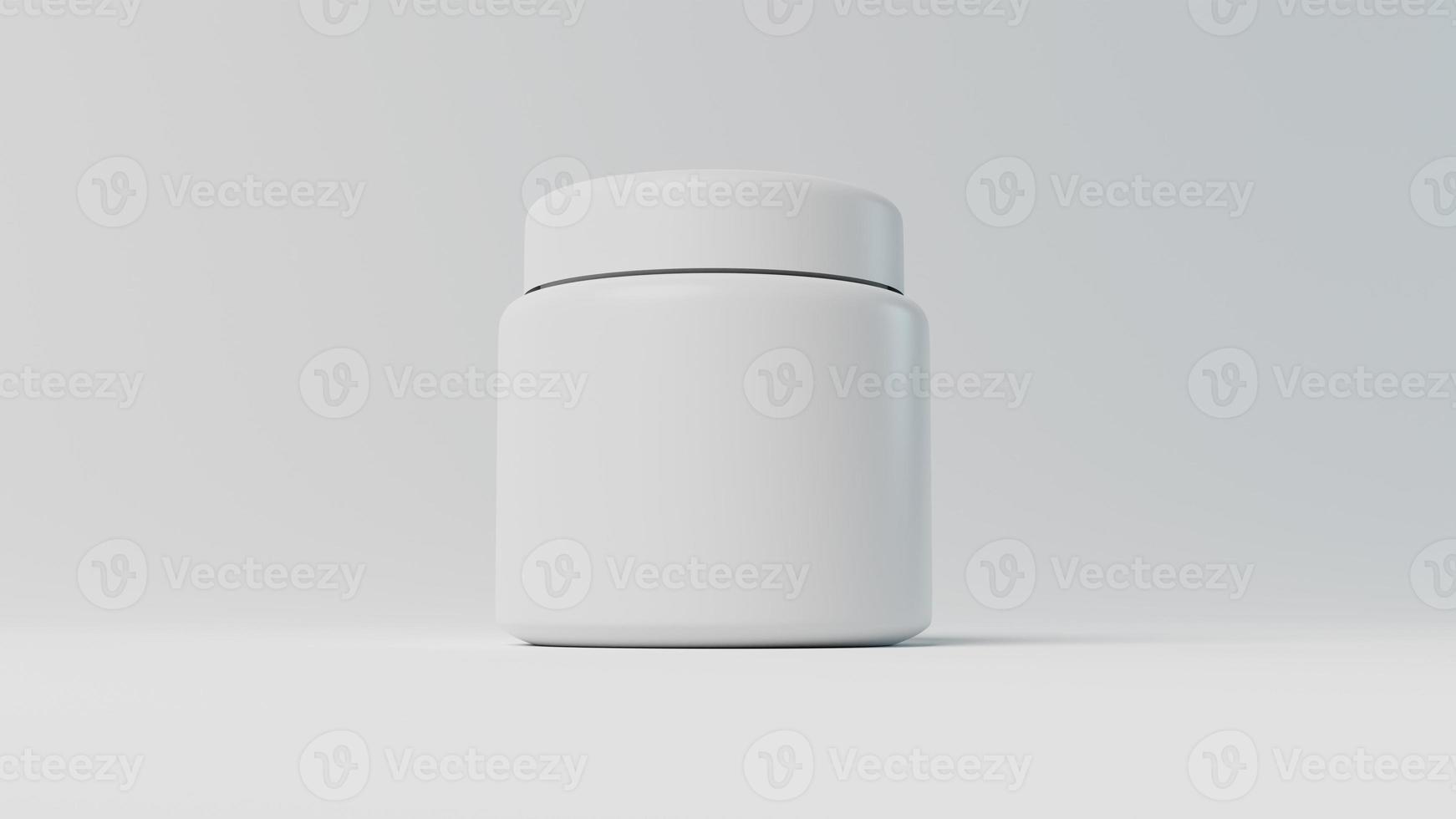 vaso de acero inoxidable en blanco con tapa para maqueta de marca. fondo de color de procesamiento 3d foto