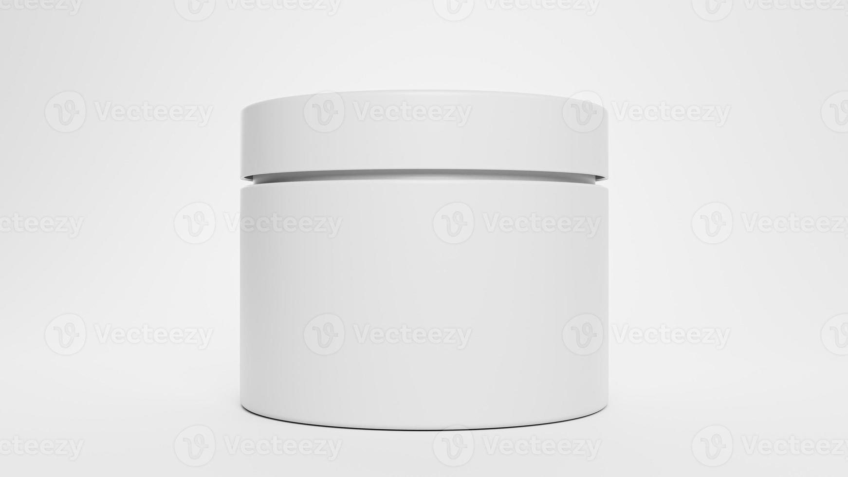 vaso de acero inoxidable en blanco con tapa para maqueta de marca. fondo de color de procesamiento 3d foto