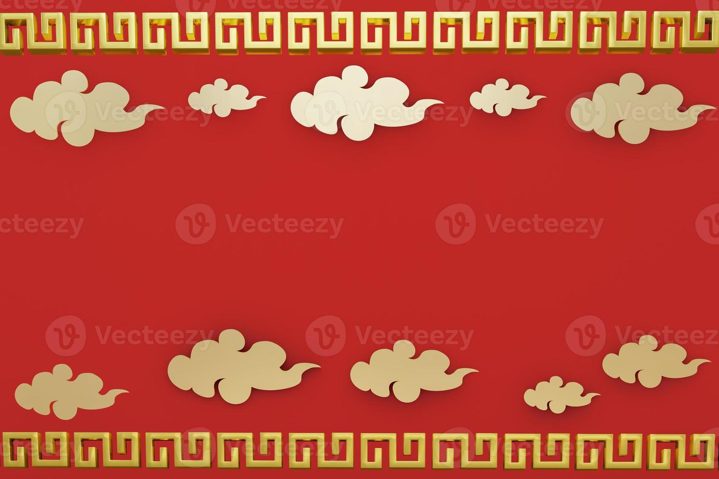 tarjeta de felicitación de año nuevo chino. año de la rata. adorno dorado y rojo. diseño de estilo 3d. concepto de plantilla de banner de vacaciones, elemento de decoración foto