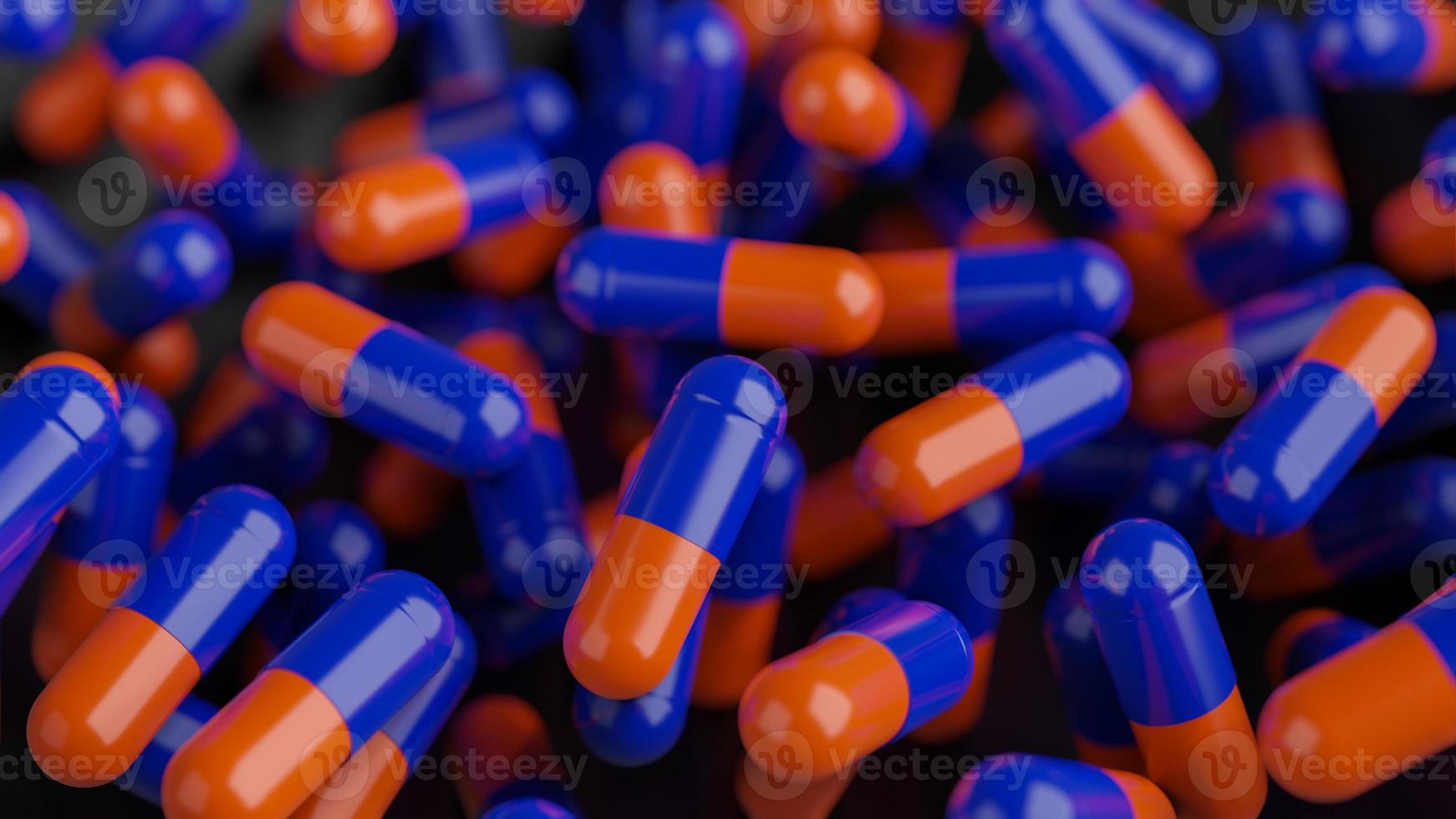 Many capsules designed for sanitation, nursing work, virus protection, virus treatment for corona virus protect Depth of field blur object , 3D Rendering photo