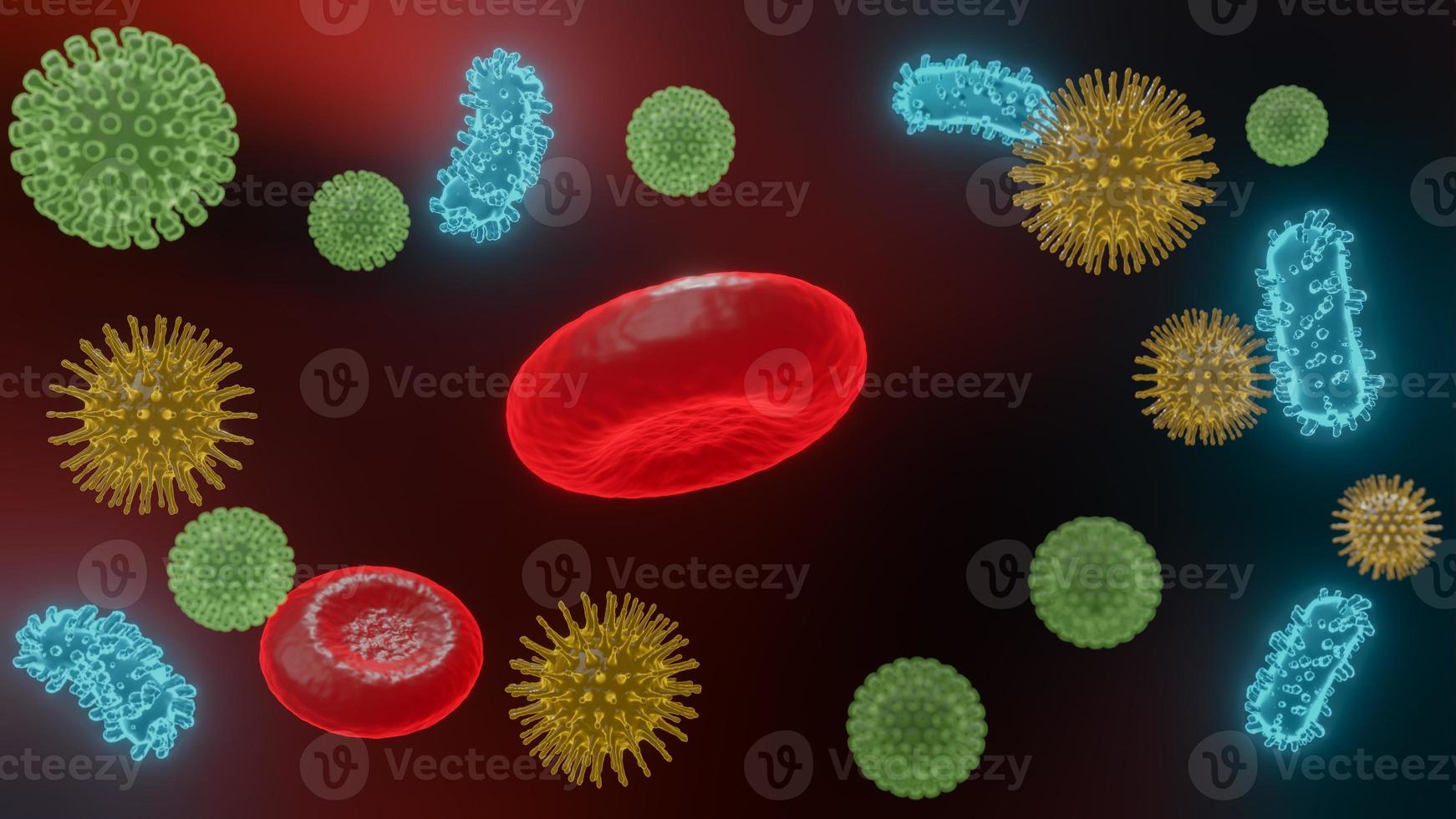 Pathogenic viruses causing infection in host organism , Viral disease outbreak , for background or graphic resourse , 3d render photo