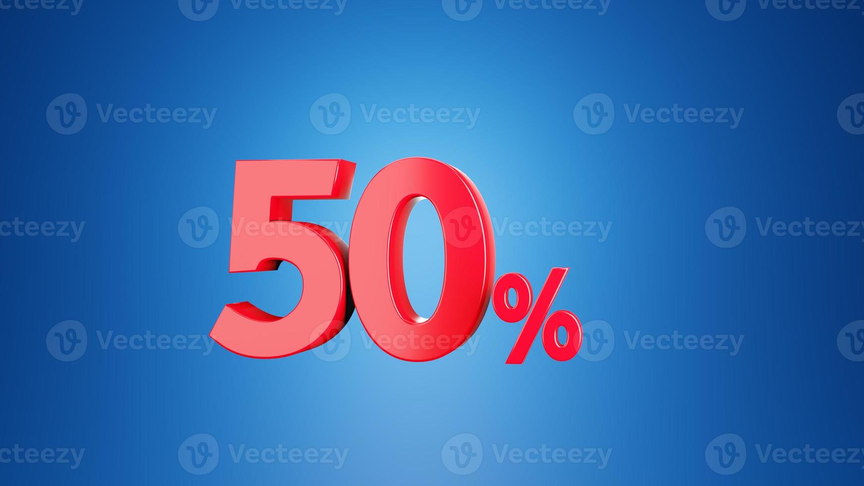 Number  fifty percent for Discount 3D illustration on blue background 3D rendering. photo