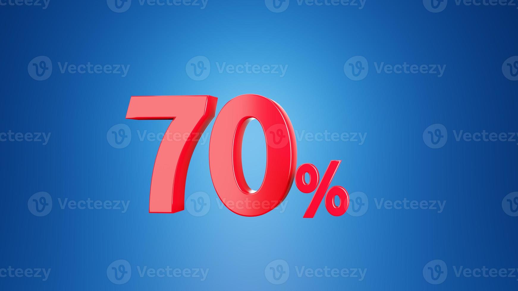 Number  seventy percent for Discount  3D illustration on blue background. 3D rendering photo