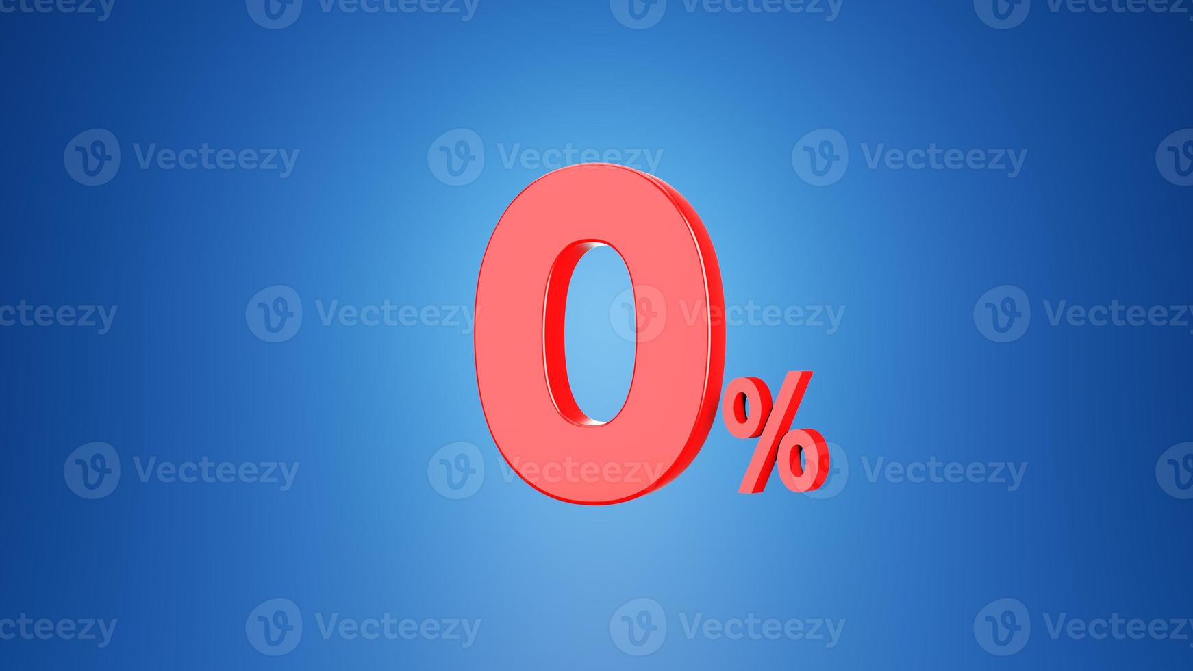 Number  zero percent for Discount  3D illustration on blue background.3D rendering photo