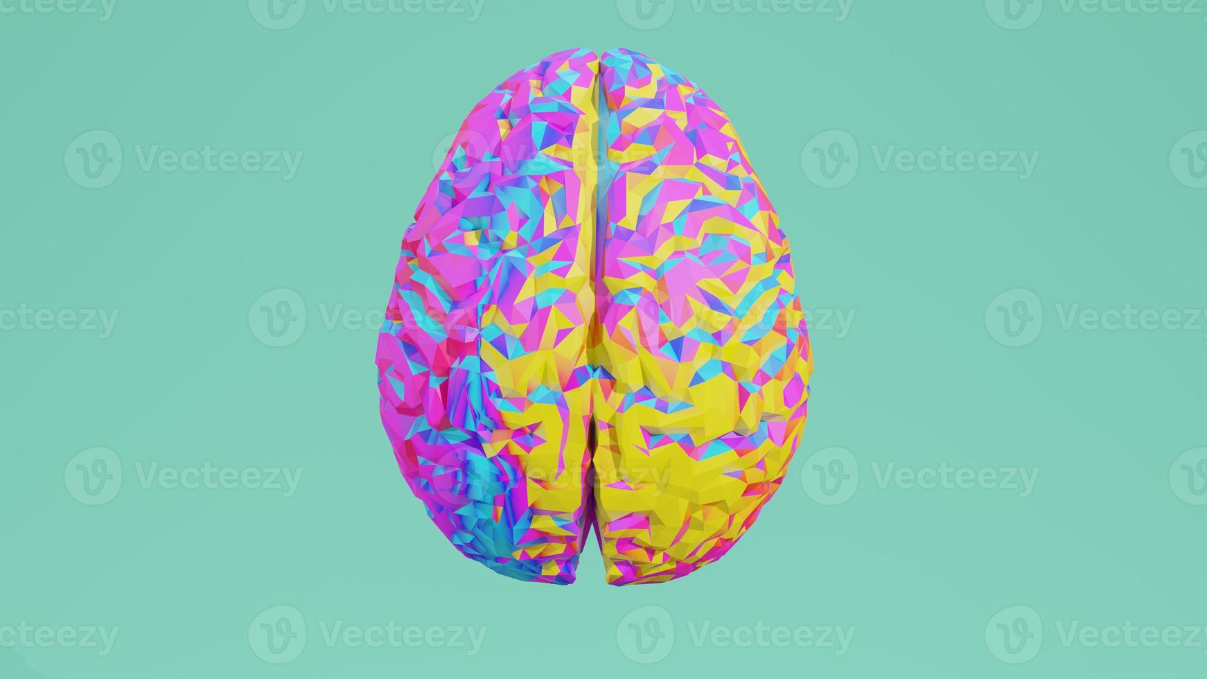 Colorful low poly side view brain 3D render isolated on background photo