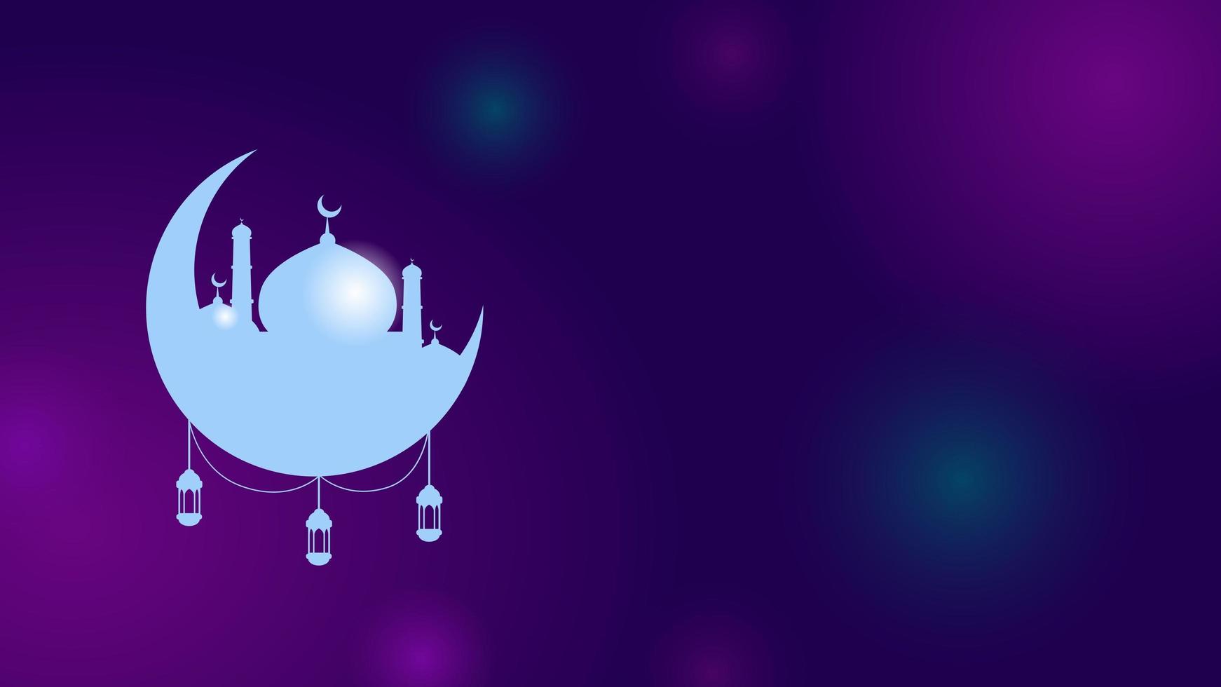 fondo islámico con mezquita y luna, ramadán, eid, cumpleaños del profeta mahoma. rasterizado foto