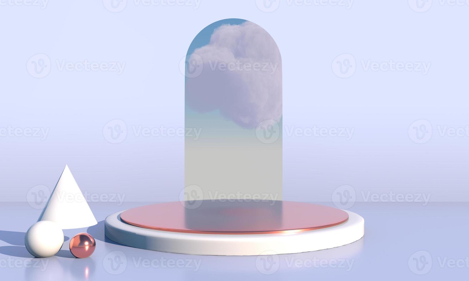 Background 3d rendering with podium and minimal cloud scene, minimal product display background. photo