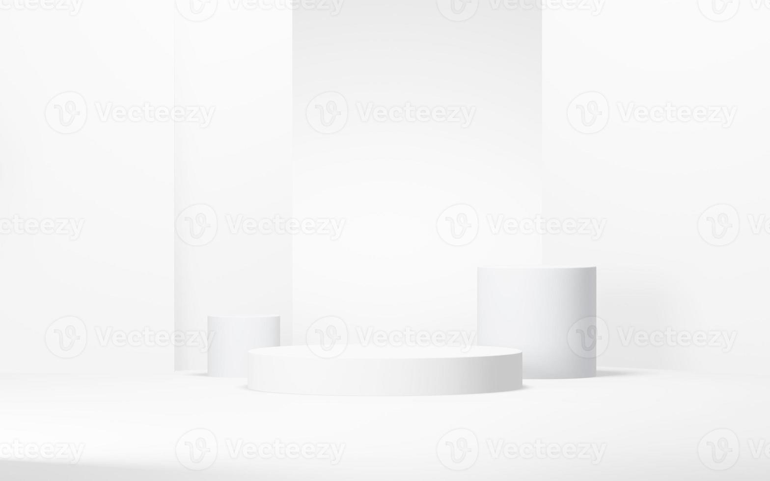 Podium abstract background. Geometric shape.white colors scene. Minimal 3d rendering. Scene with geometrical background. 3d render photo