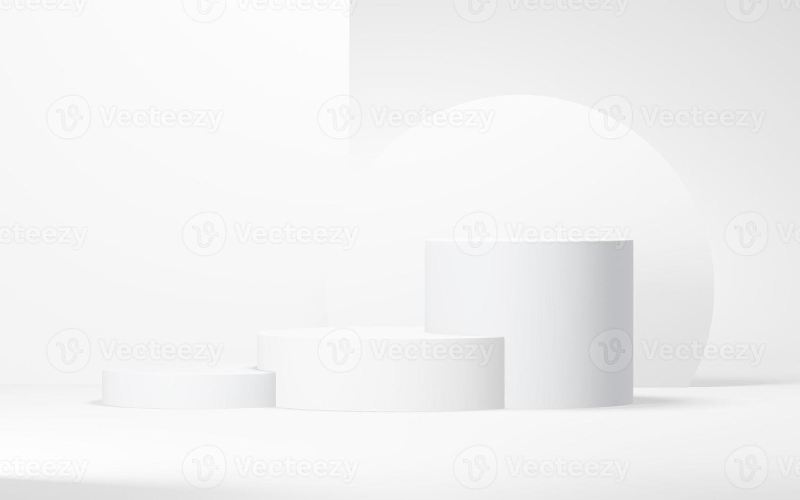 Podium abstract background. Geometric shape.white colors scene. Minimal 3d rendering. Scene with geometrical background. 3d render photo
