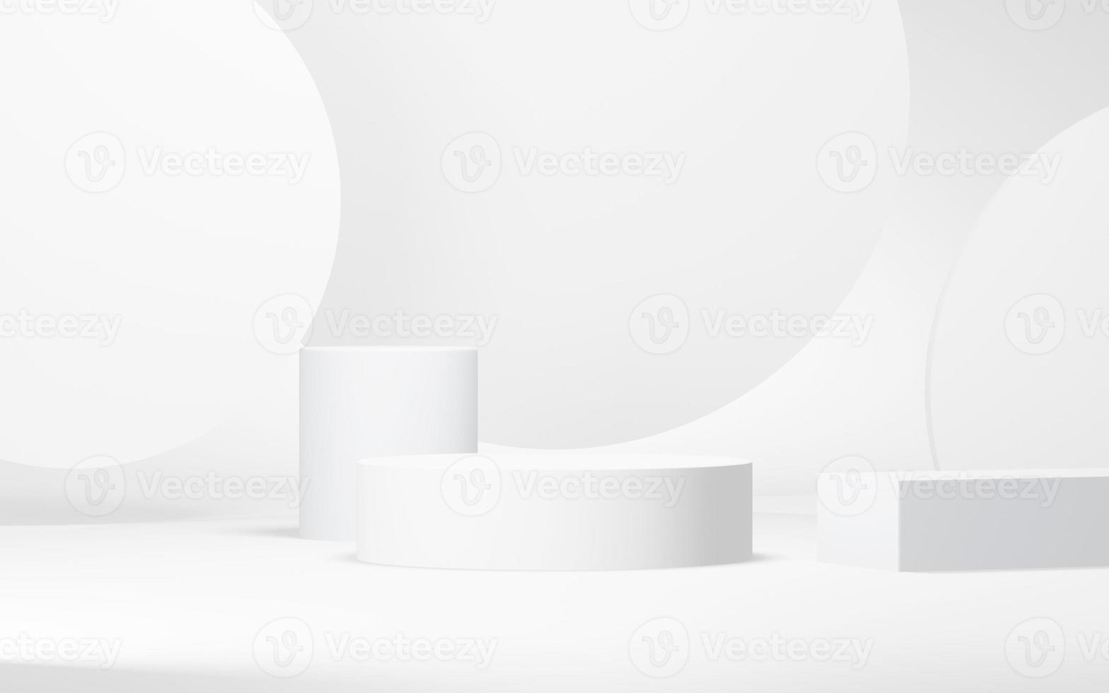 Podium abstract background. Geometric shape.white colors scene. Minimal 3d rendering. Scene with geometrical background. 3d render photo