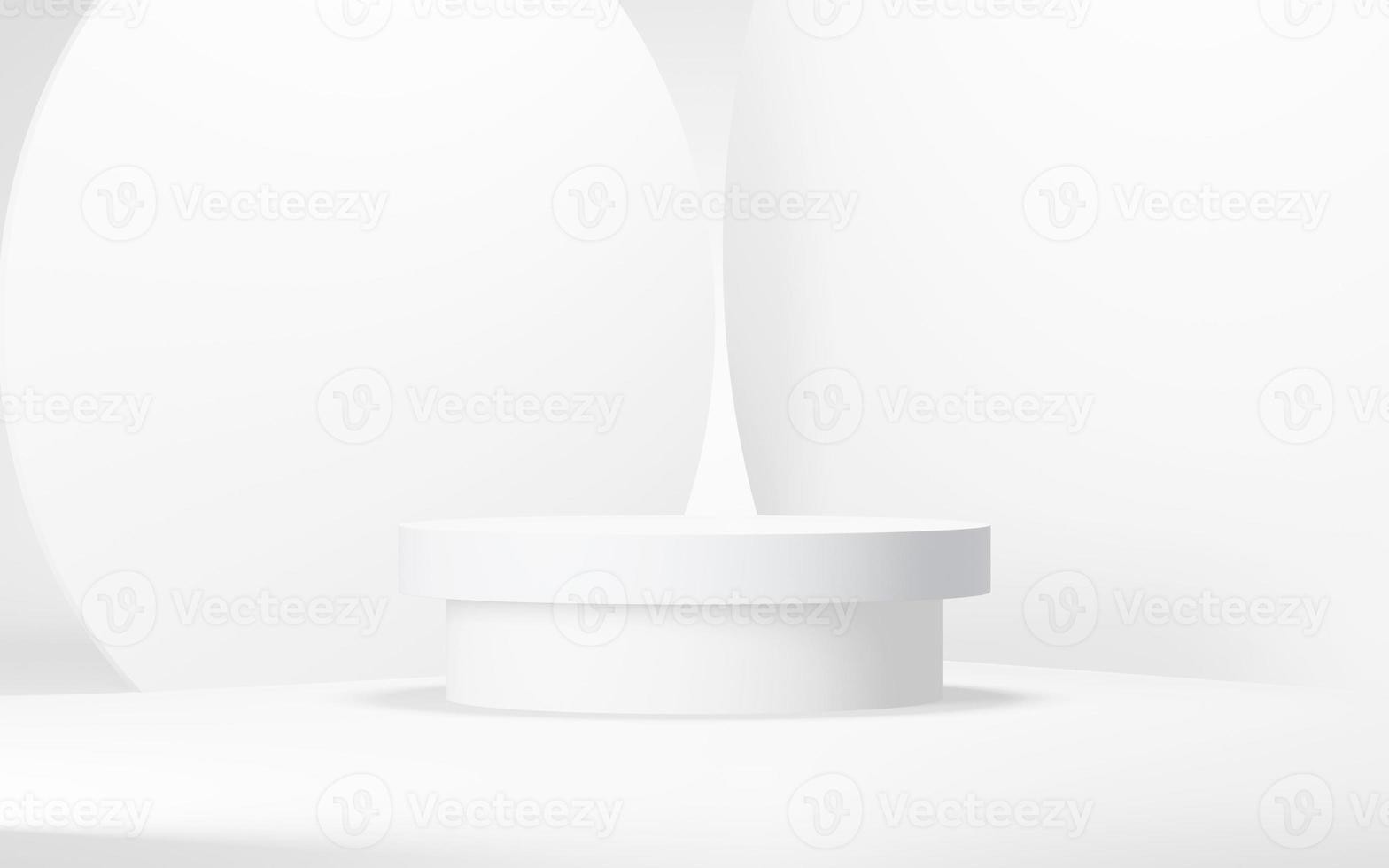 Podium abstract background. Geometric shape.white colors scene. Minimal 3d rendering. Scene with geometrical background. 3d render photo