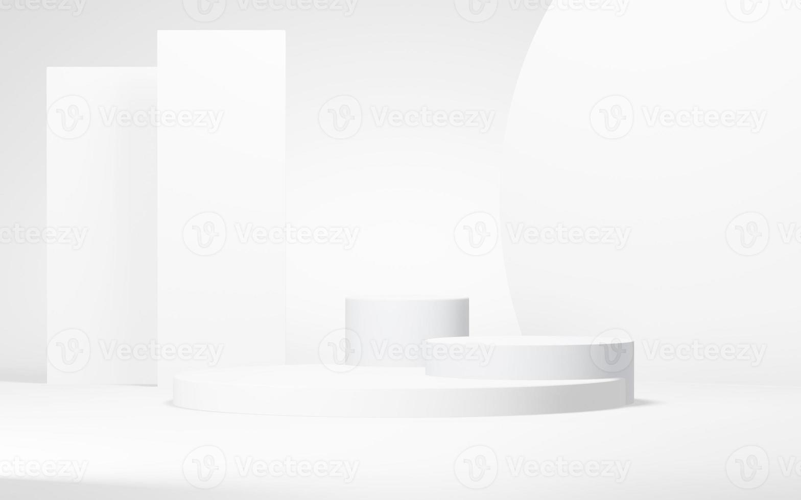 Podium abstract background. Geometric shape.white colors scene. Minimal 3d rendering. Scene with geometrical background. 3d render photo
