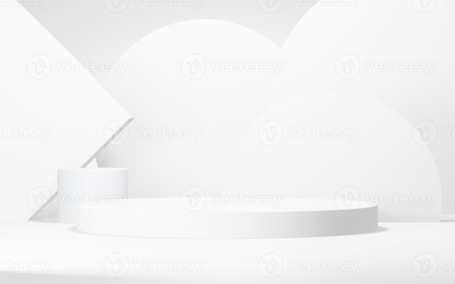 Podium abstract background. Geometric shape.white colors scene. Minimal 3d rendering. Scene with geometrical background. 3d render photo