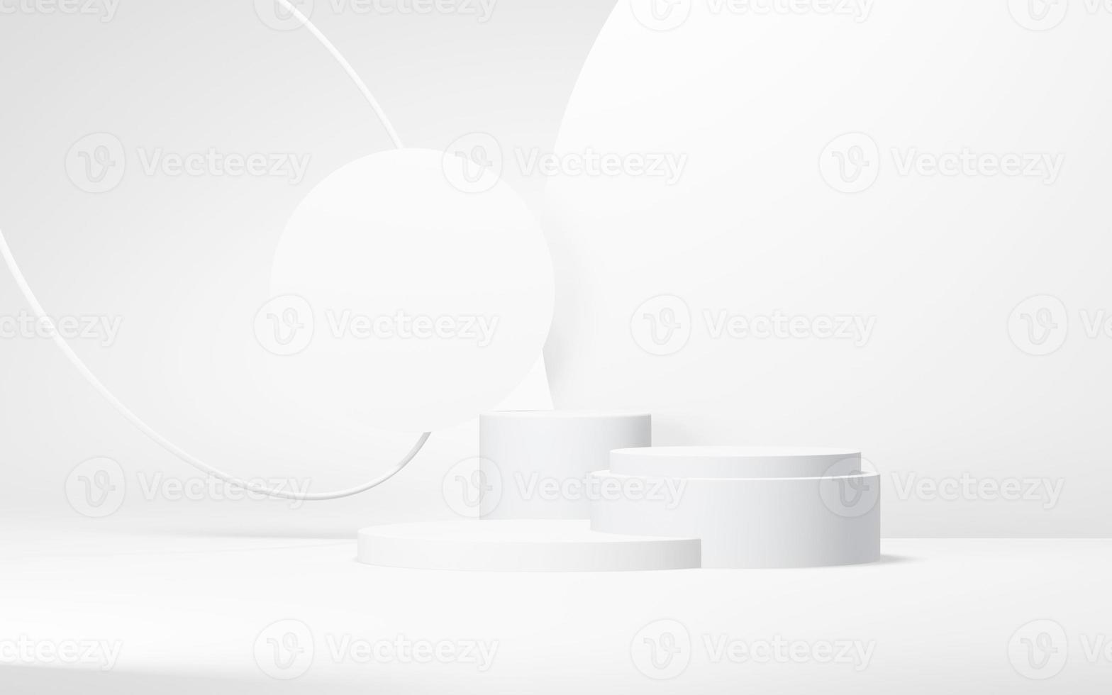 Podium abstract background. Geometric shape.white colors scene. Minimal 3d rendering. Scene with geometrical background. 3d render photo