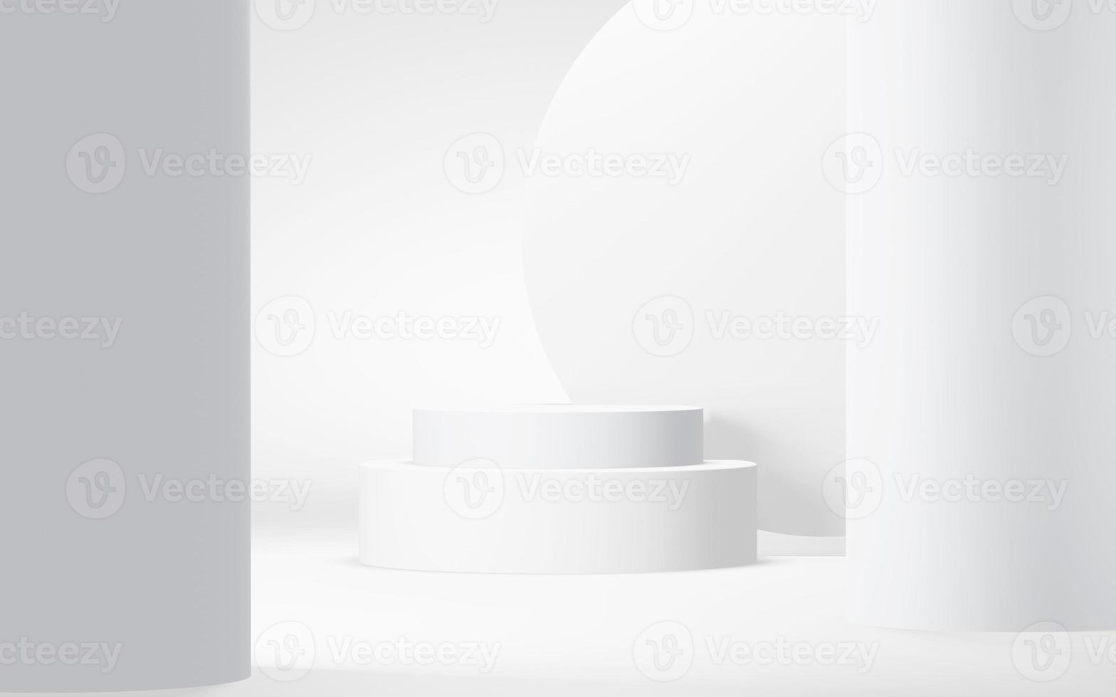 Podium abstract background. Geometric shape.white colors scene. Minimal 3d rendering. Scene with geometrical background. 3d render photo