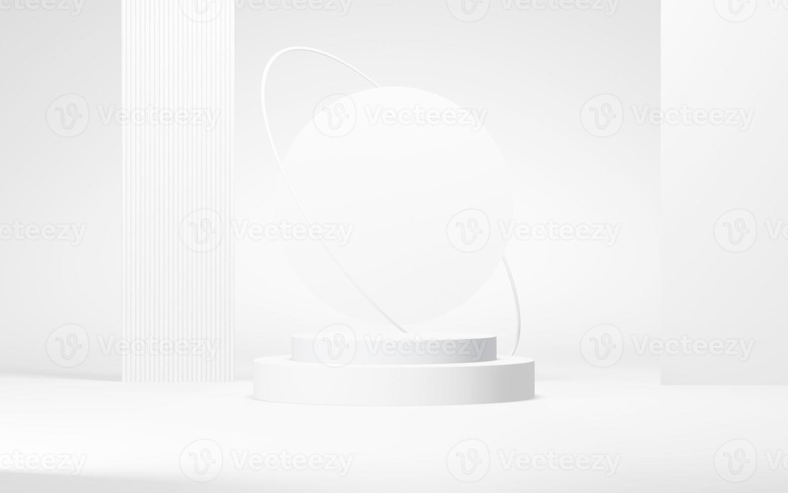 Podium abstract background. Geometric shape.white colors scene. Minimal 3d rendering. Scene with geometrical background. 3d render photo