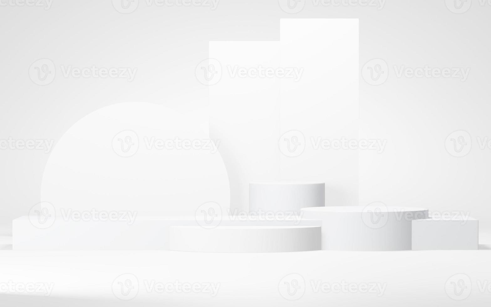 Podium abstract background. Geometric shape.white colors scene. Minimal 3d rendering. Scene with geometrical background. 3d render photo