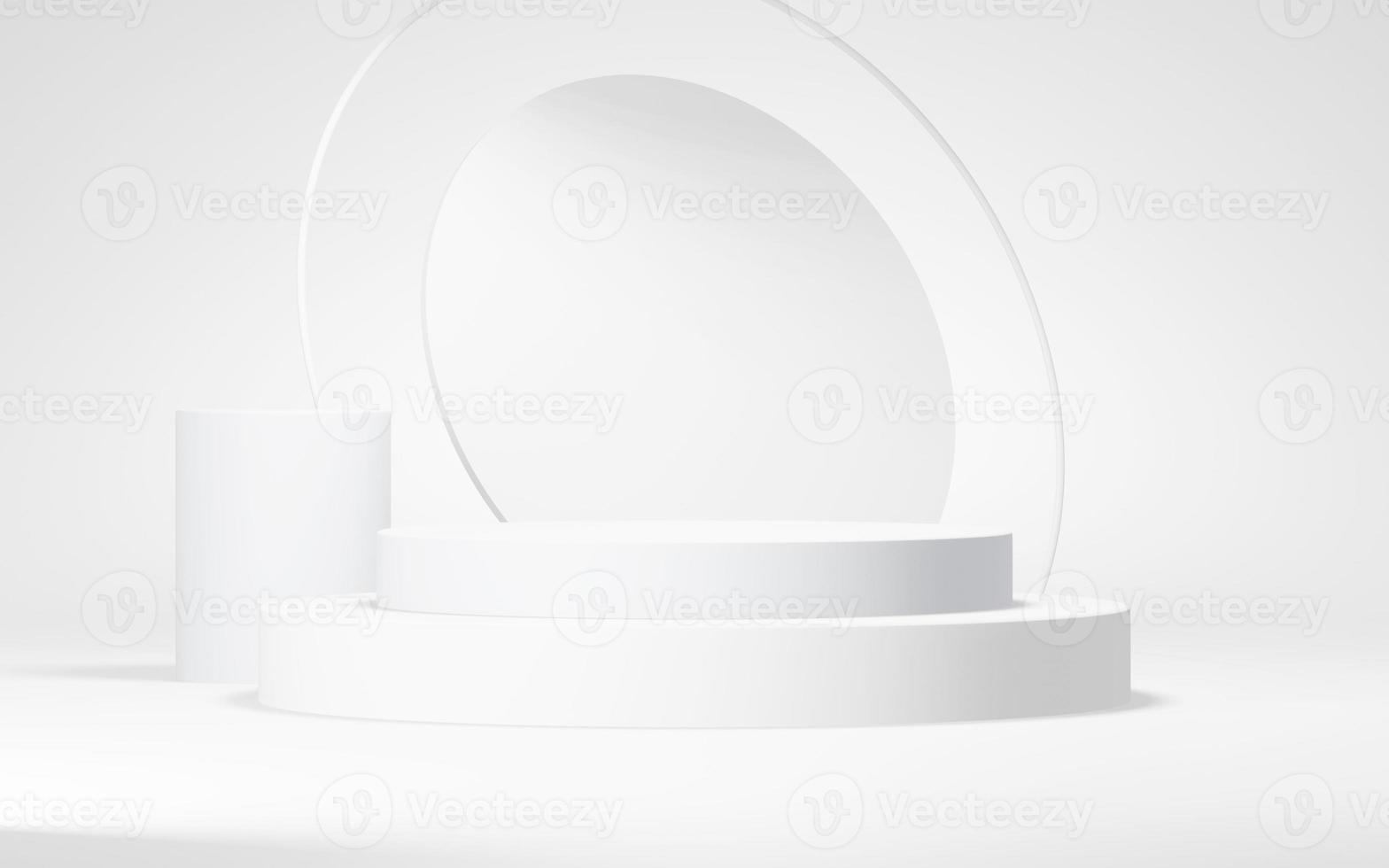 Podium abstract background. Geometric shape.white colors scene. Minimal 3d rendering. Scene with geometrical background. 3d render photo