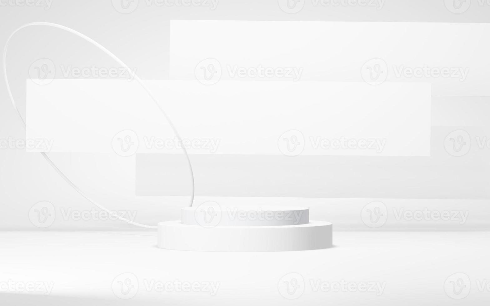 Podium abstract background. Geometric shape.white colors scene. Minimal 3d rendering. Scene with geometrical background. 3d render photo