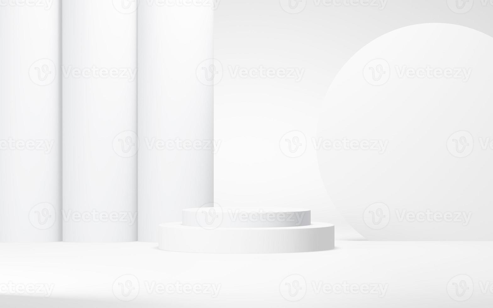 Podium abstract background. Geometric shape.white colors scene. Minimal 3d rendering. Scene with geometrical background. 3d render photo