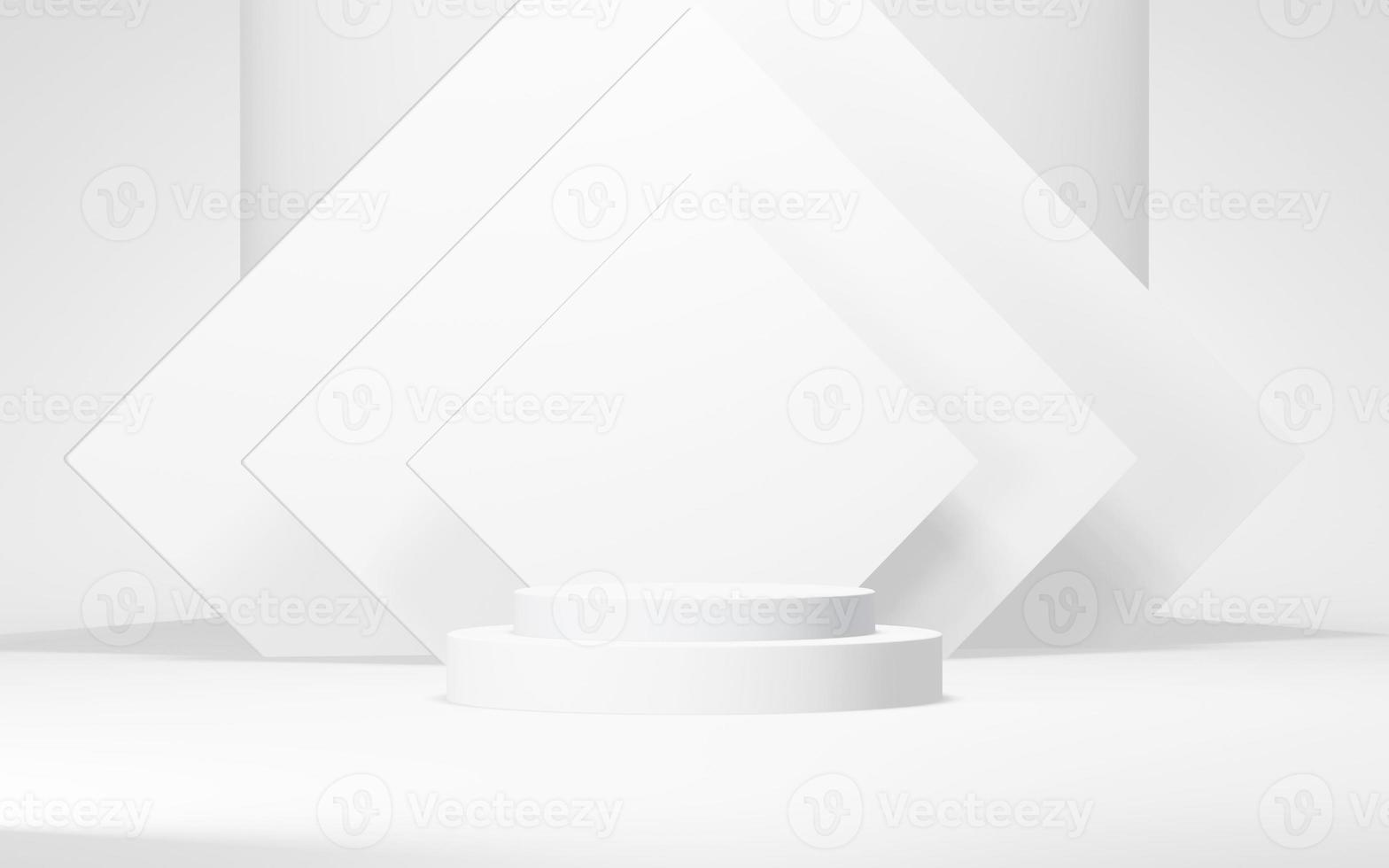 Podium abstract background. Geometric shape.white colors scene. Minimal 3d rendering. Scene with geometrical background. 3d render photo