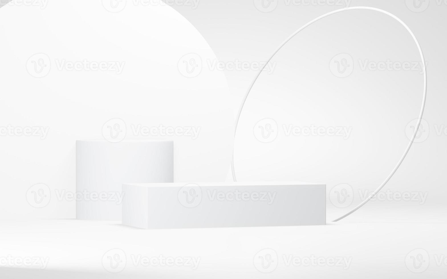 Podium abstract background. Geometric shape.white colors scene. Minimal 3d rendering. Scene with geometrical background. 3d render photo