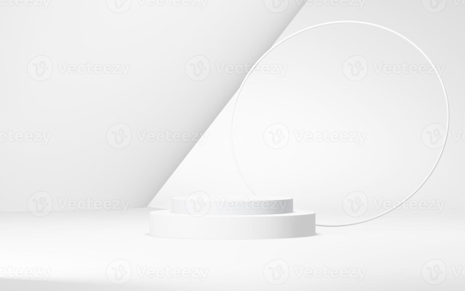 Podium abstract background. Geometric shape.white colors scene. Minimal 3d rendering. Scene with geometrical background. 3d render photo