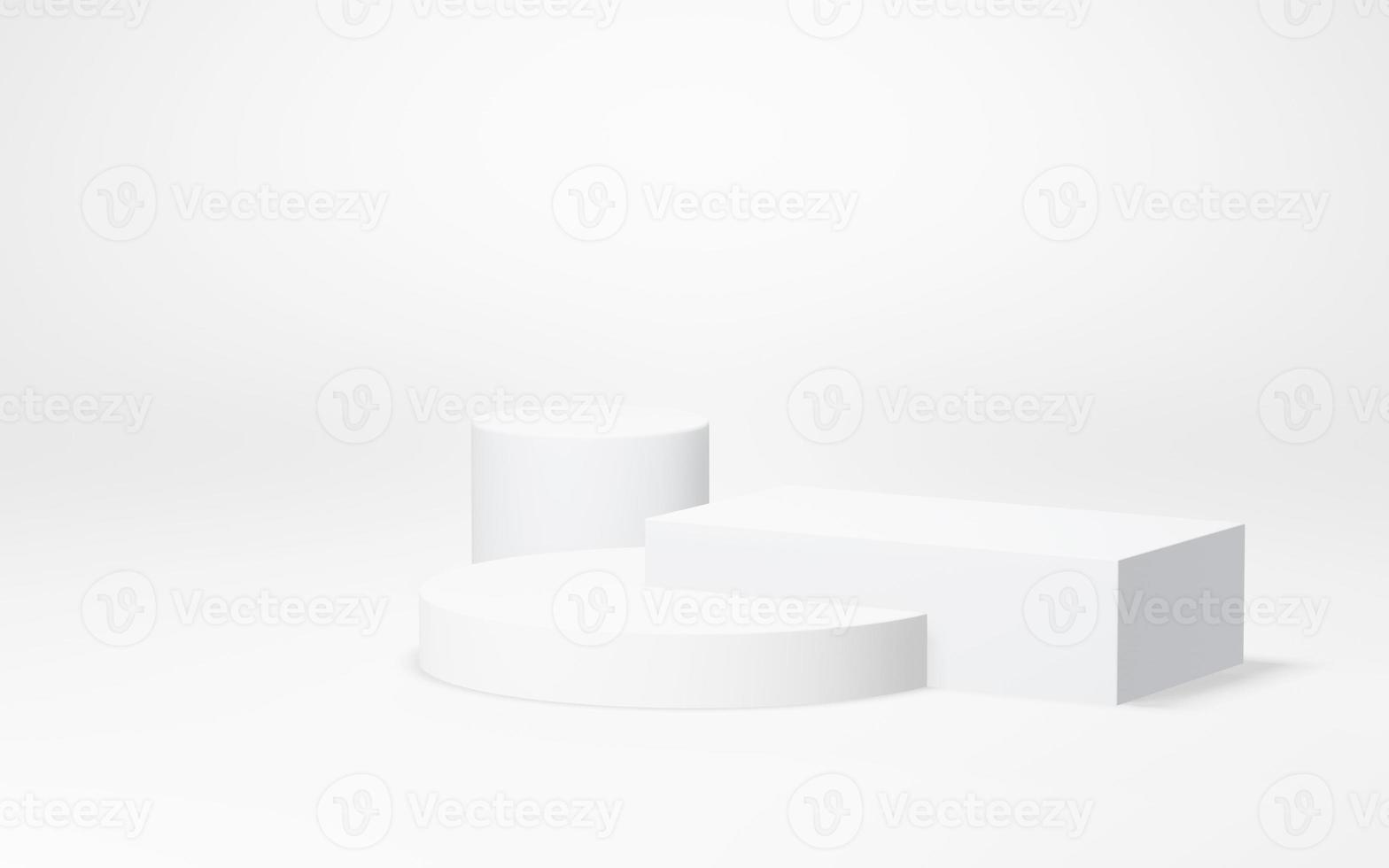 Podium abstract background. Geometric shape.white colors scene. Minimal 3d rendering. Scene with geometrical background. 3d render photo