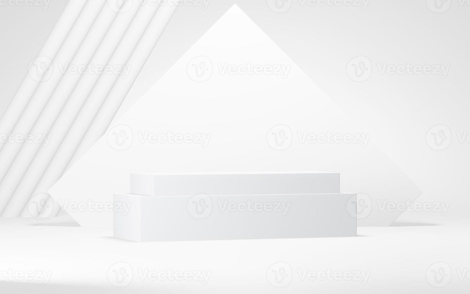 Podium abstract background. Geometric shape.white colors scene. Minimal 3d rendering. Scene with geometrical background. 3d render photo