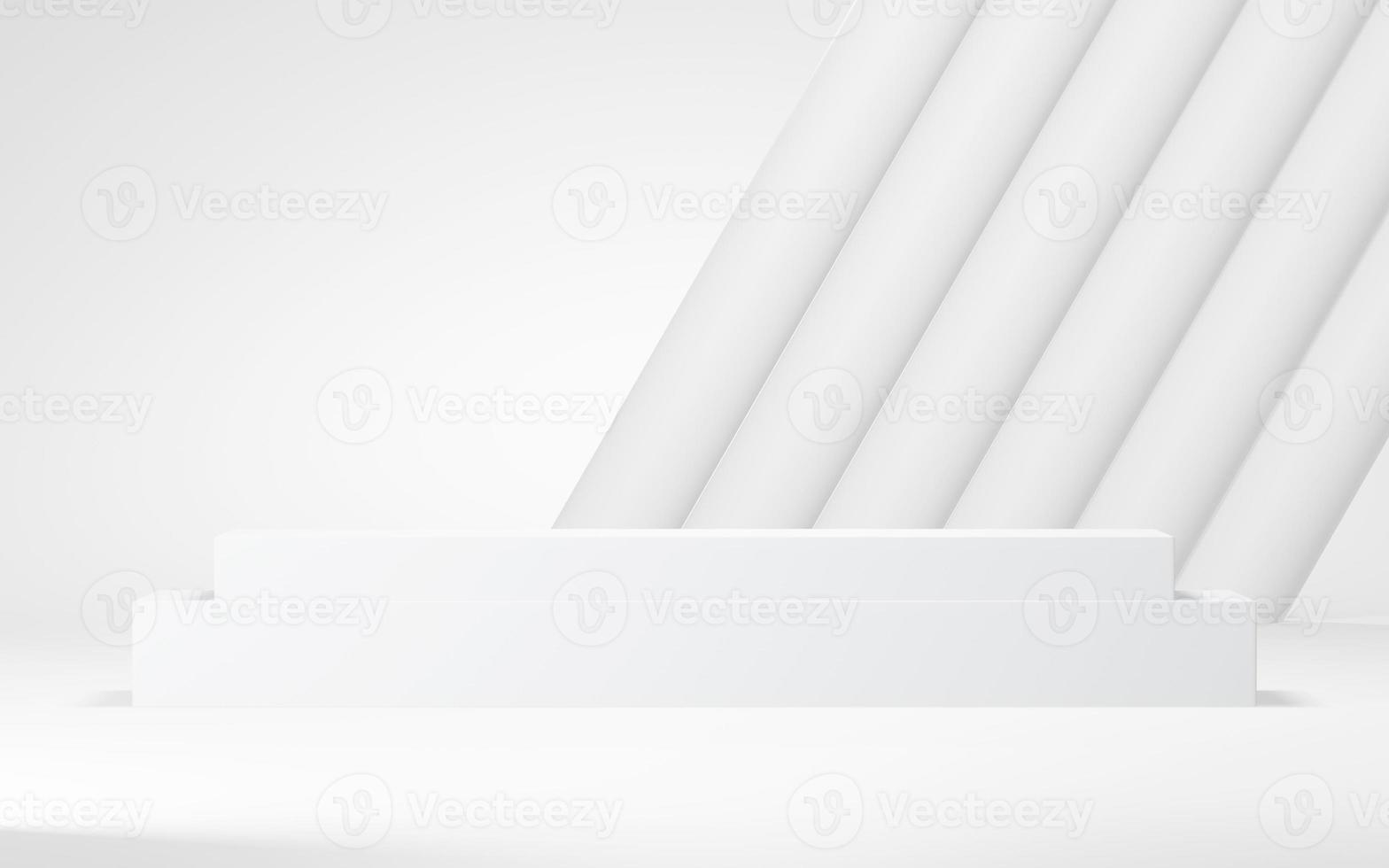 Podium abstract background. Geometric shape.white colors scene. Minimal 3d rendering. Scene with geometrical background. 3d render photo