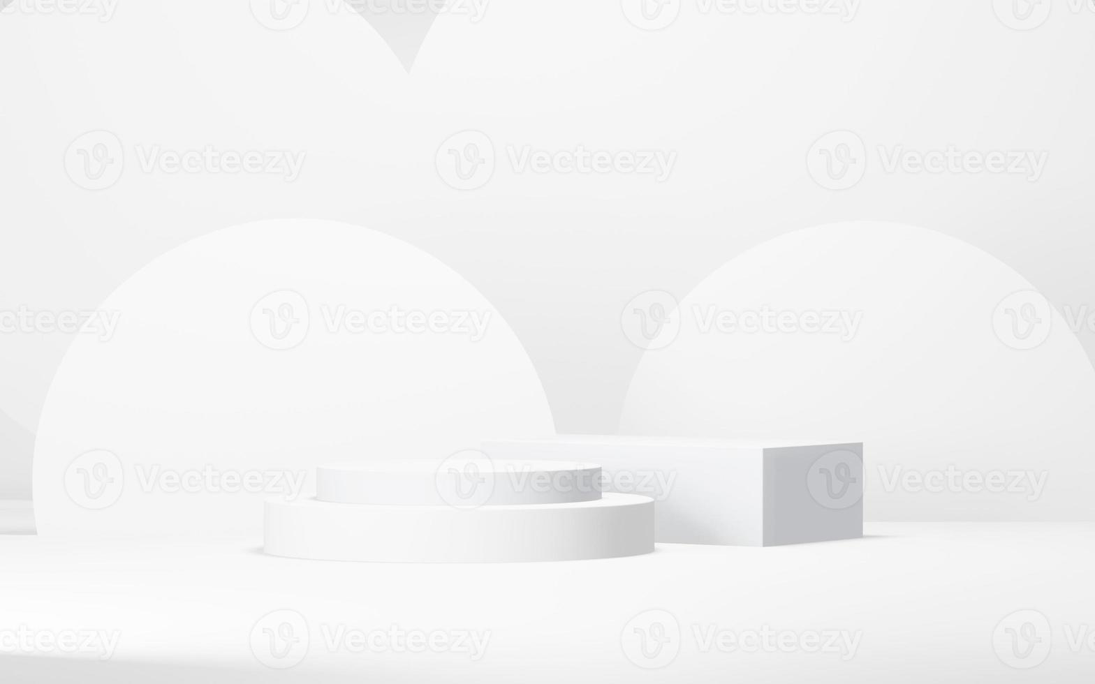 Podium abstract background. Geometric shape.white colors scene. Minimal 3d rendering. Scene with geometrical background. 3d render photo
