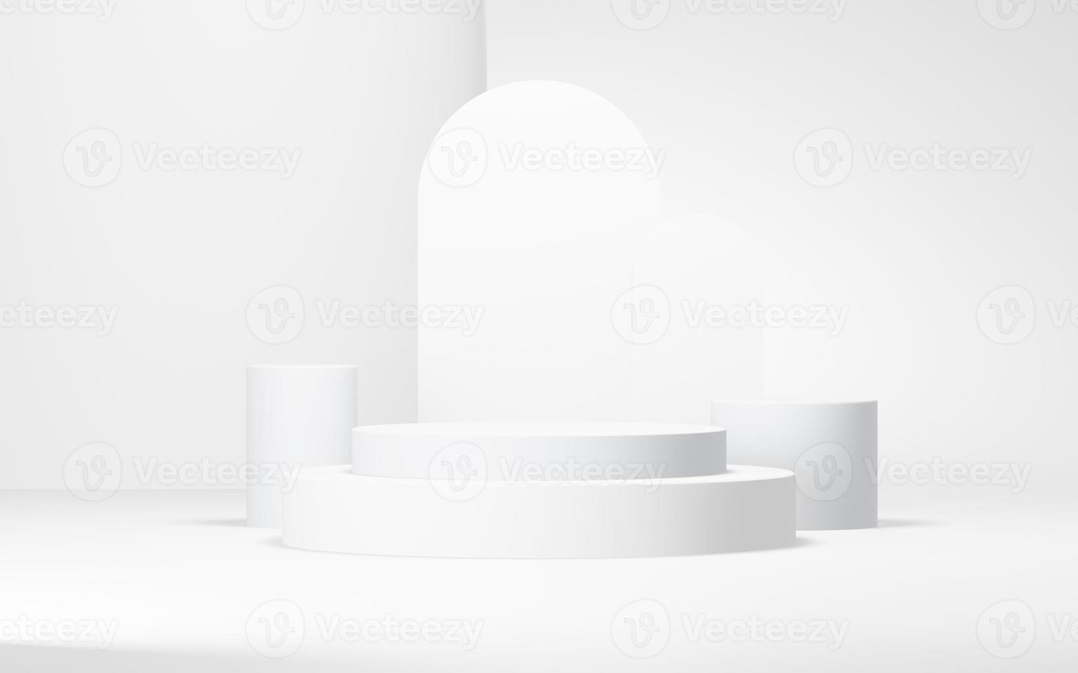 Podium abstract background. Geometric shape.white colors scene. Minimal 3d rendering. Scene with geometrical background. 3d render photo