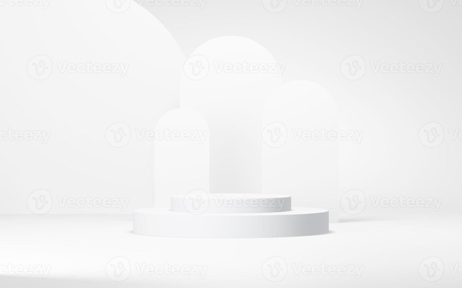 Podium abstract background. Geometric shape.white colors scene. Minimal 3d rendering. Scene with geometrical background. 3d render photo