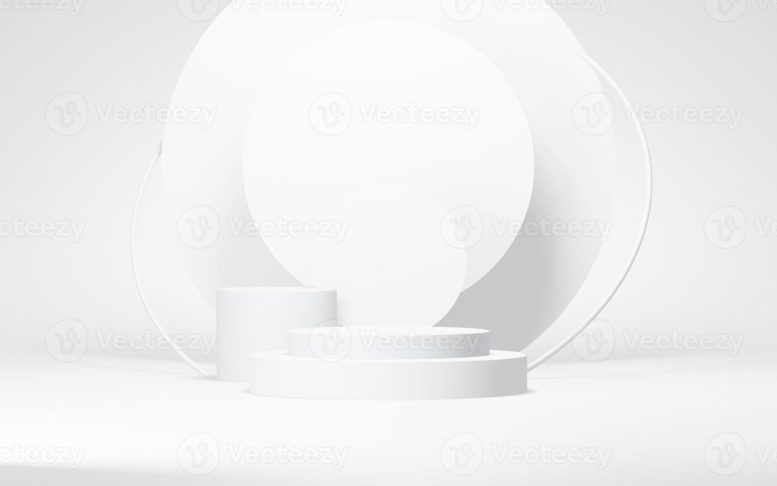 Podium abstract background. Geometric shape.white colors scene. Minimal 3d rendering. Scene with geometrical background. 3d render photo