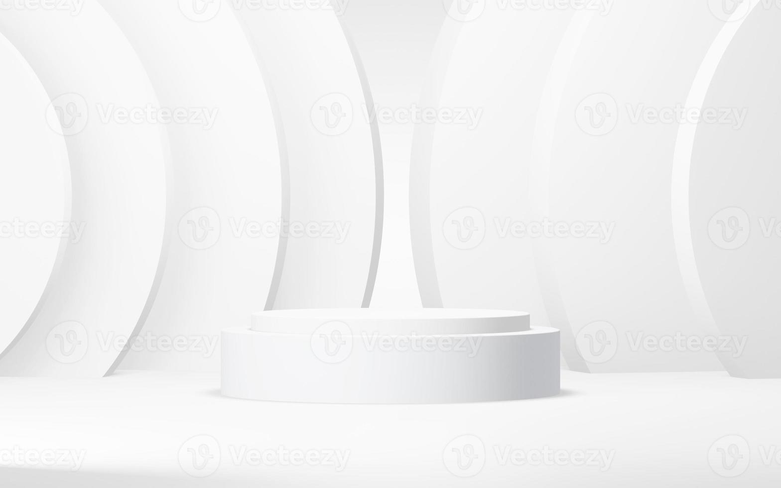Podium abstract background. Geometric shape.white colors scene. Minimal 3d rendering. Scene with geometrical background. 3d render photo
