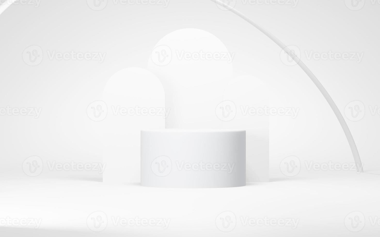 Podium abstract background. Geometric shape.white colors scene. Minimal 3d rendering. Scene with geometrical background. 3d render photo