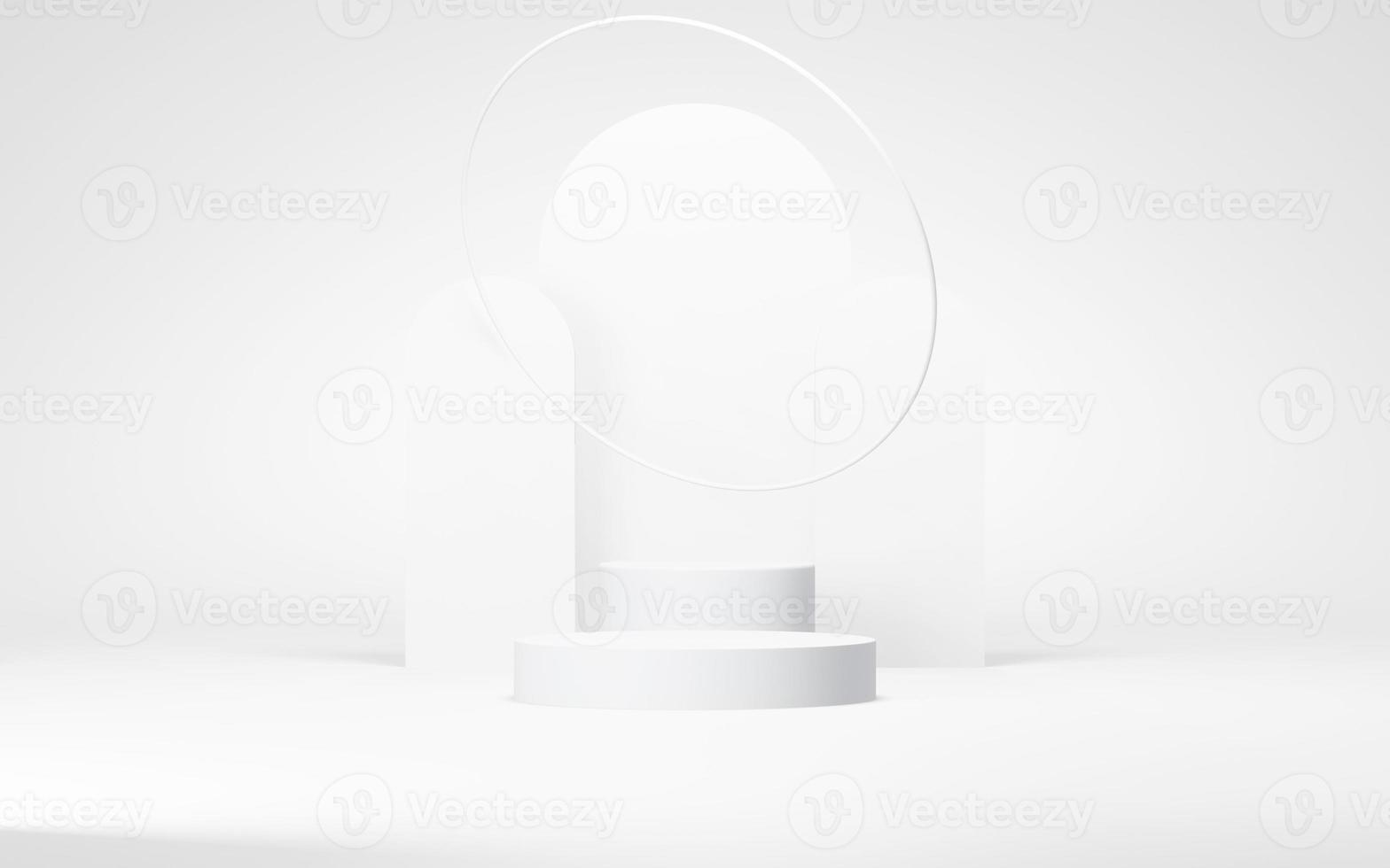 Podium abstract background. Geometric shape.white colors scene. Minimal 3d rendering. Scene with geometrical background. 3d render photo