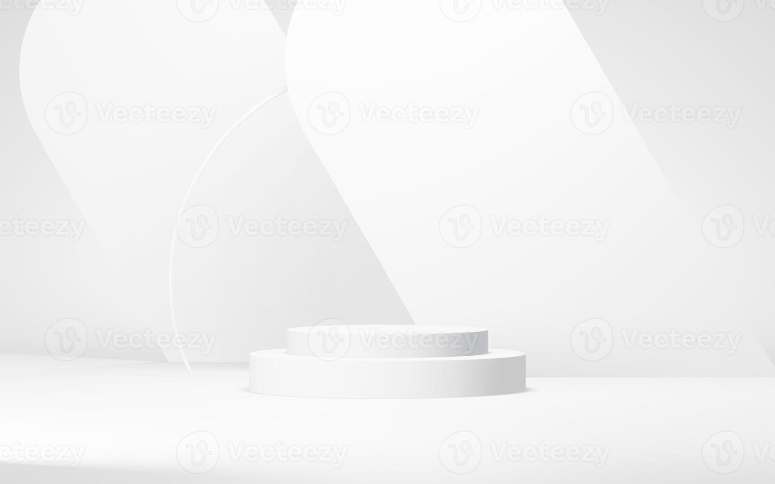 Podium abstract background. Geometric shape.white colors scene. Minimal 3d rendering. Scene with geometrical background. 3d render photo
