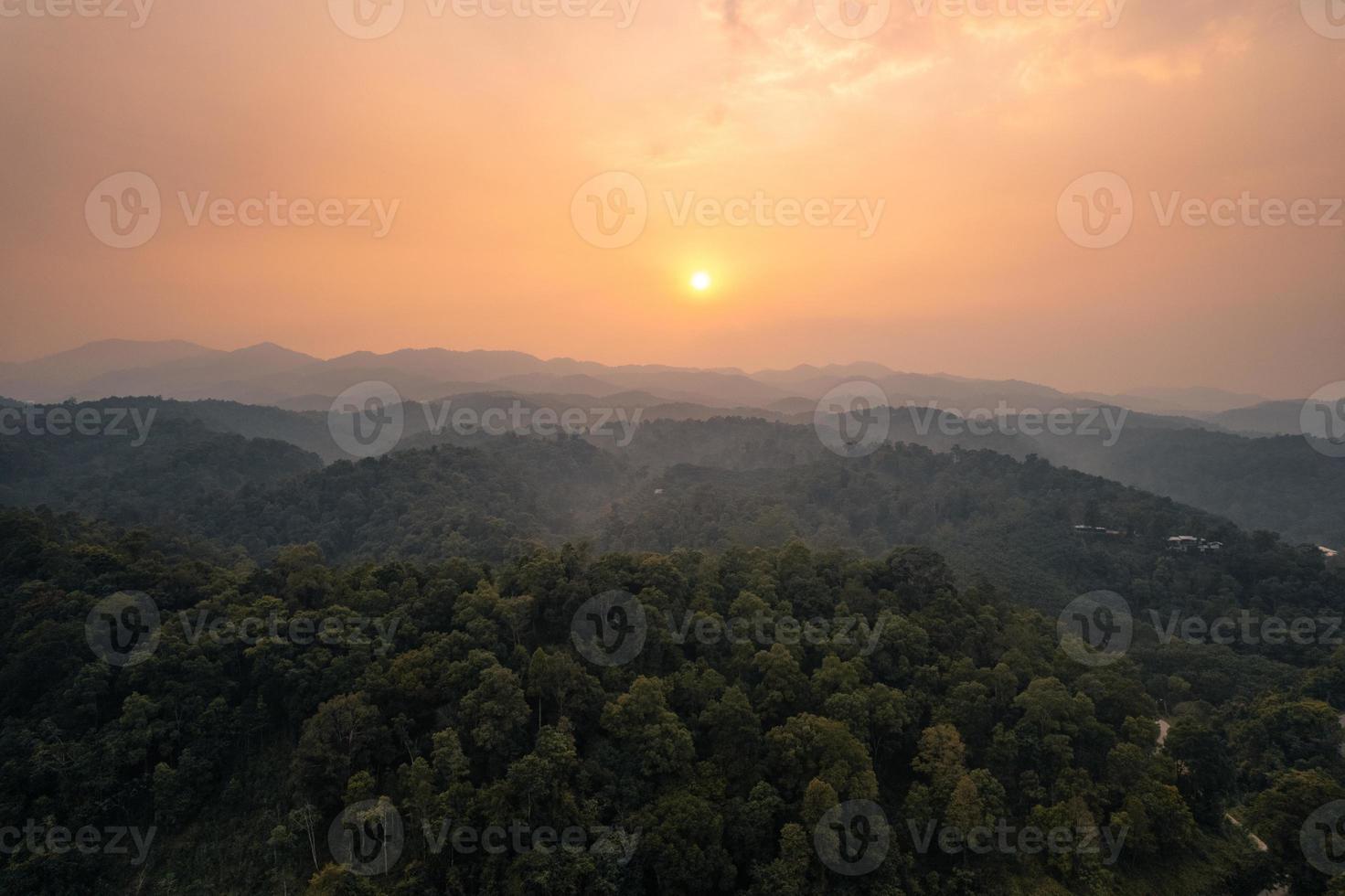 landscape, summer scenery on the mountain in the evening photo