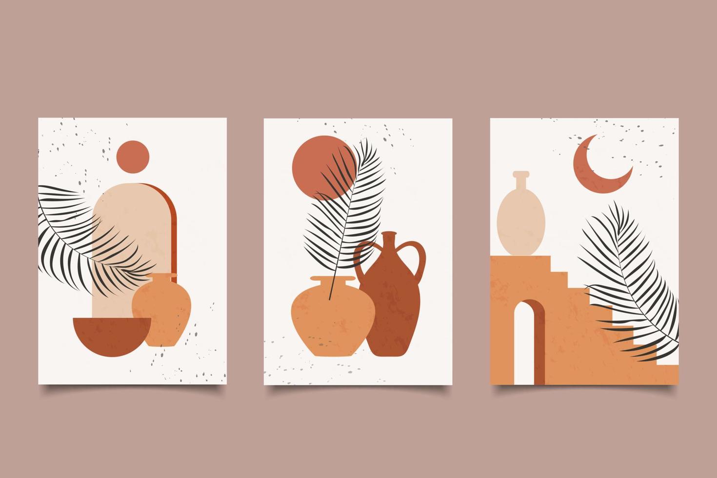 abstract boho contemporary aesthetic minimal wall decoration vector