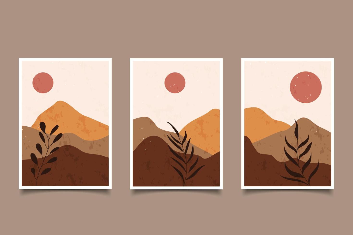 Minimal abstract mountain modern landscape aesthetic contemporary vector