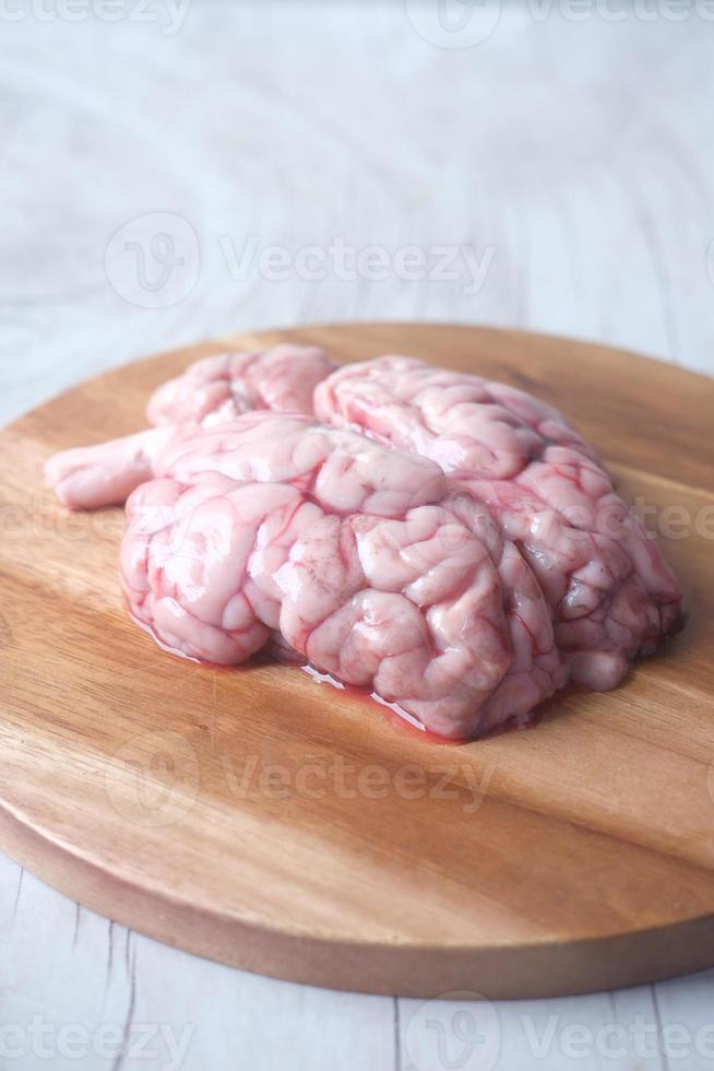 close up of mutton brain on a chopping board photo