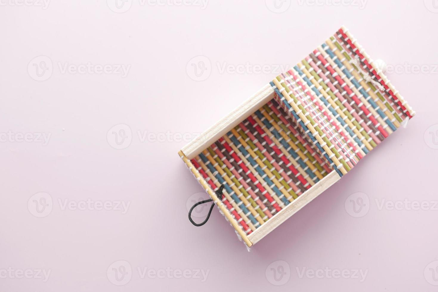 top view of a empty box on table photo