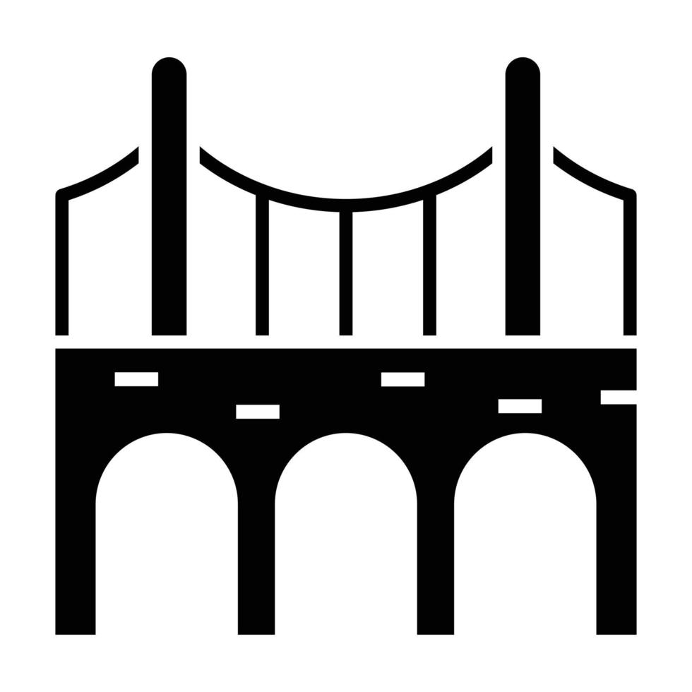 icono de glifo de construcción de puente vector