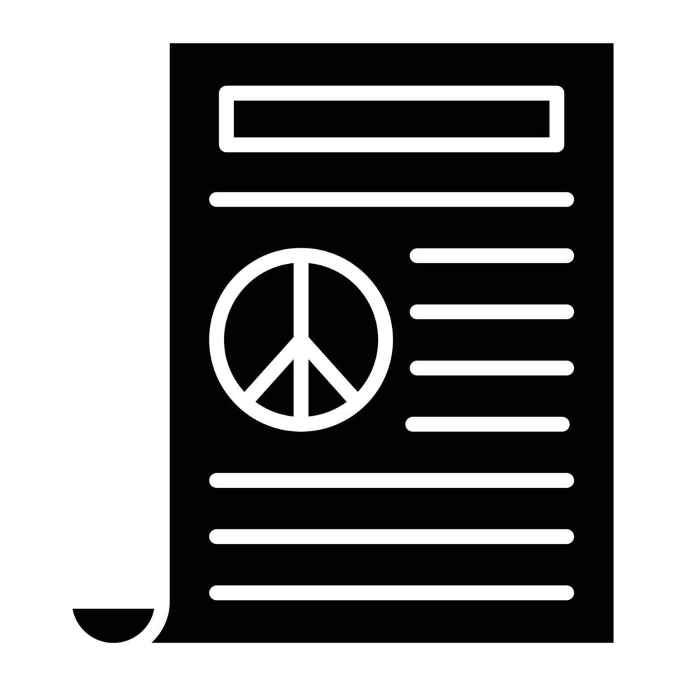 icono de glifo de tratado de paz vector