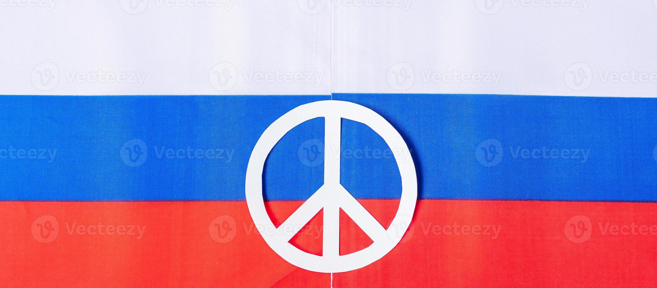 Support for Russia in the war, symbol of peace with flag of Russia. Pray, No war, stop war and stand with Russia concepts photo