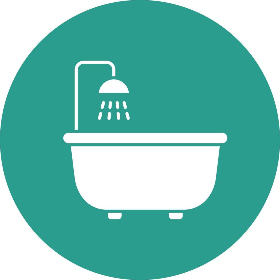 Bathtub Line Circle Background Icon vector