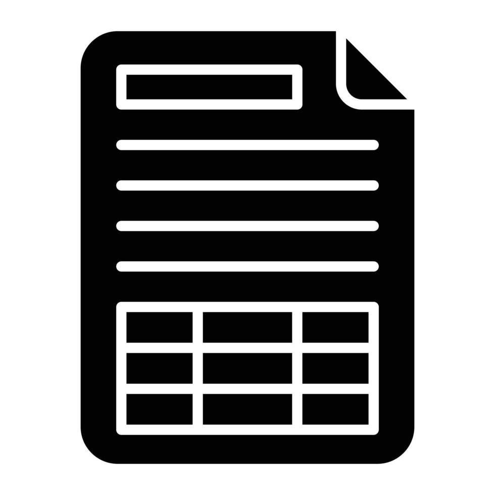 Spreadsheet Glyph Icon vector