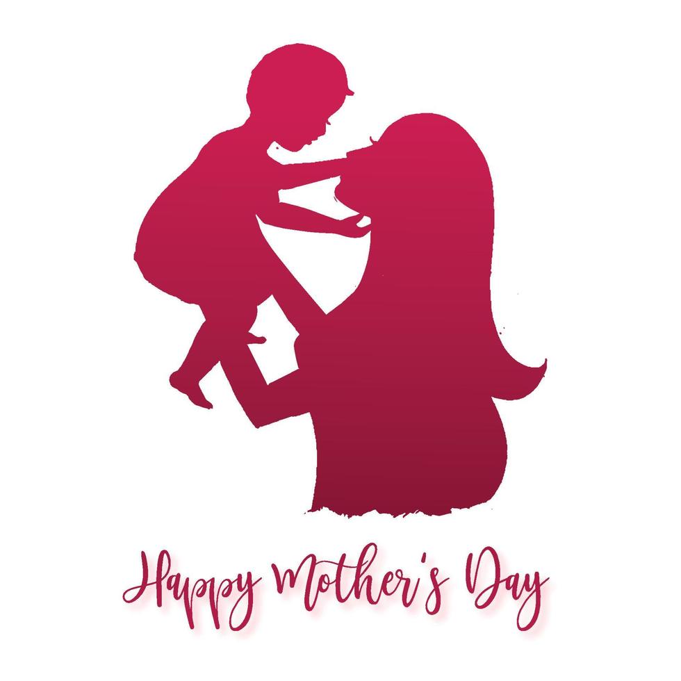 hermoso día de la madre para mamá e hijo fondo de tarjeta de amor vector
